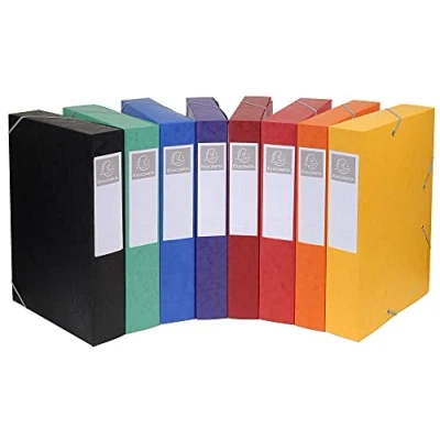Abbildung von Exacompta 14000H 10er Pack Premium Sammelboxen mit Gummizug 40 mm breit aus extra starkem Colorspan Karton Rückenschild für DIN A4 Archivbox Heftbox Dokumentenbox Zeichenbox farbig sortiert