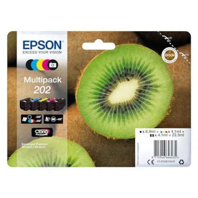Abbildung von Epson EP64643 Original 202 Tinte Kiwi (XP 6000, XP 6005, 6100, 6105), Multipack 5 farbig