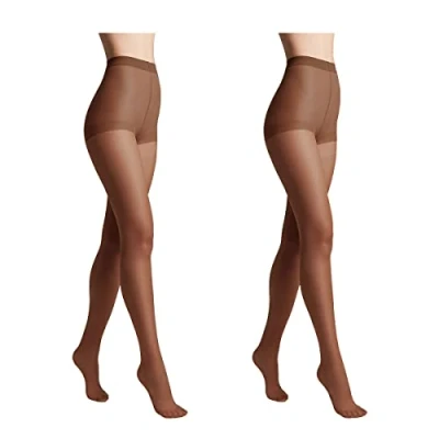 Abbildung von Conte elegant 2er Pack langlebige Damenstrumpfhose Halbmatt SOLO 20 DEN Damen Feinstrumpfhose Strumpfhose mit markiertem Höschenteil Einfarbig Farbe Mocca Größe 2