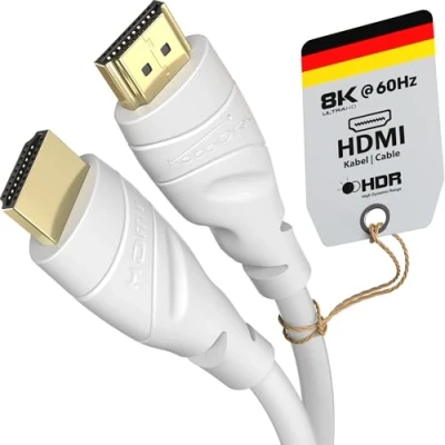 Abbildung von KabelDirekt 4K &amp; 8K HDMI Kabel 0,5 m Erhältlich in 0,15 22,5 Für jeden Anschluss (4K@120Hz 8K@60Hz, 2.0, High Speed mit Ethernet, Blu ray, PS5, Xbox Series, Switch weiß)