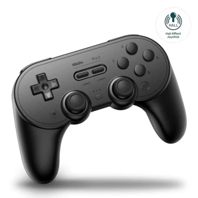 Abbildung von 8Bitdo Pro 2 Bluetooth Controller for Switch, Hall Effect Joystick Update, Wireless Gaming PC, Android, and Steam Deck &amp; Apple (Black Edition)