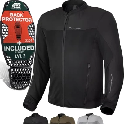 Abbildung von SHIMA OPENAIR Motorradjacke Herren Leichte, Atmungsaktive Sommer Mesh Motorcycle Stadt Textiljacke Männer mit CE Schulter Ellbogen und Rückenprotektoren, Breitenverstellung (Schwarz, M)