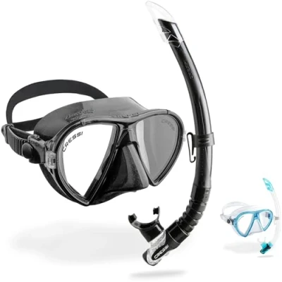 Abbildung von CRESSI Ocean + Gamma Combo Black/Black Schnorchelset Maske+Schnorchel zum Tauchen und Schnorcheln, Schwarz/Schwarz, Einheitsgröße, Erwachsene