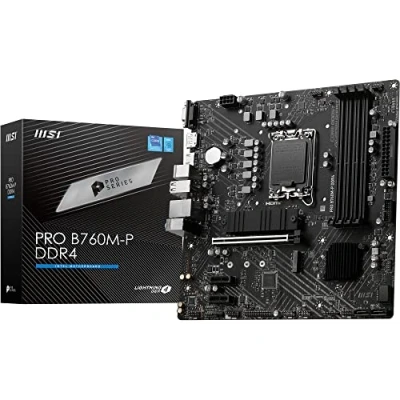 Abbildung von MSI PRO B760M P DDR4 Mainboard, Unterstützt Intel 12., 13. &amp; 14. Gen Core Prozessoren, LGA 1700, Memory Boost 4800+MHz/OC, PCIe 4.0 x16 Slot, M.2 Gen4 Slots, Micro ATX,divers,M ATX