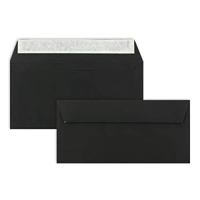 Abbildung von 50 Brief Umschläge DIN Lang Schwarz 110 g/m² 11 x 22 cm sehr formstabil Haftklebung Qualitätsmarke: FarbenFroh by GUSTAV NEUSER