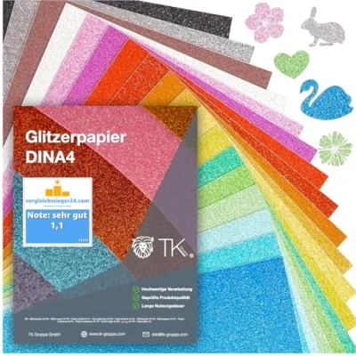 Abbildung von 50x Blatt Glitzerpapier zum Basteln Glitterpapier 300 g/m² Glitzer Papier &amp; Gestalten