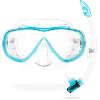 Abbildung von Cressi Estrella &amp; Gamma Schnorchelset Maske + Schnorchel Gamma, Transparent/Aquamarin, Einheitsgröße, Unisex Erwachsene