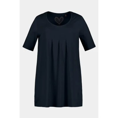 Abbildung von Ulla Popken, Damen, große Größen, T Shirt, Zierfalten, A Linie, Rundhals, Halbarm, Modal
