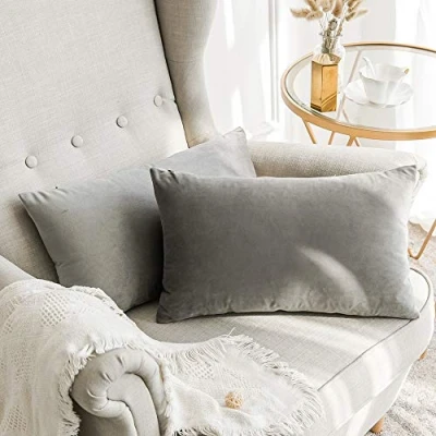 Abbildung von MIULEE 2er Set SAMT Kissenbezug Kissenhülle Dekorative Dekokissen Sofakissen Lendenkissen Wurfkissenbezug mit Verstecktem Reißverschluss Sofa Schlafzimmer 12x 20 Inch 30 x 50 cm Grau
