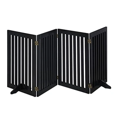 Abbildung von Relaxdays Absperrgitter, freistehendes Schutzgitter, HxB: 70 x 205 cm, mit Füßen, Hunde, Kindergitter klappbar, schwarz