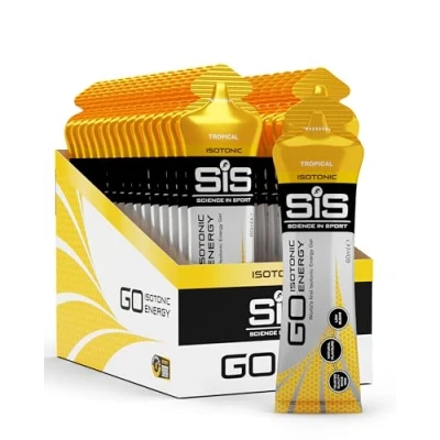 Abbildung von Science in Sport GO Isotonic Energy Gel 30 x 60ml Tropische Früchte, Vegan isotonische Formulierung mit 22g Kohlenhydrate, Guter Energielieferant, Optimale Alternative für Getränke