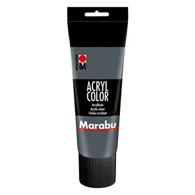 Abbildung von Marabu 12010025079 Acryl Color dunkelgrau 225 ml, cremige Acrylfarbe auf Wasserbasis, schnell trocknend, lichtecht, wasserfest, zum Auftragen mit Pinsel und Schwamm Leinwand, Papier Holz