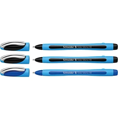 Abbildung von Schneider 150292 Slider Memo XB Kugelschreiber (Strichstärke: XB, Made in Germany) 3er Etui, 2x schwarz/1x blau
