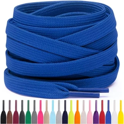Abbildung von Miscly Flache Schnürsenkel, in verschiedenen Längen und Farben erhältlich (114 cm, Königsblau)