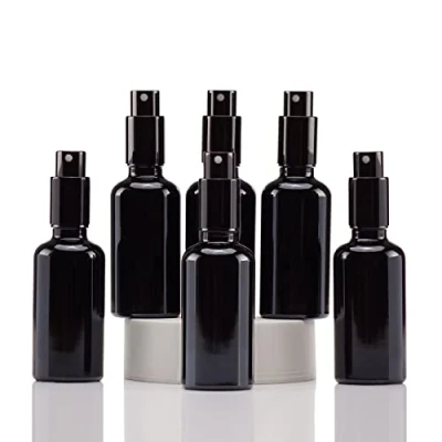 Abbildung von YIZHAO Schwarz Sprühflasche Glas 50ml, Klein mit [Zerstäuber], für Ätherisches Öle,Kosmetik, Apotheker, Reinigung,Aromatherapie, Massage, Haare 6Pcs