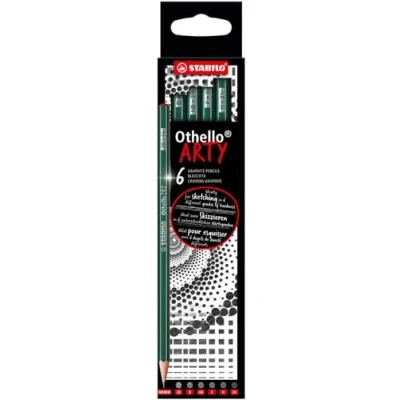 Abbildung von Bleistift STABILO Othello ARTY 6er Pack Härtegrad hart, jeweils 2x 4H, 3H, 2H