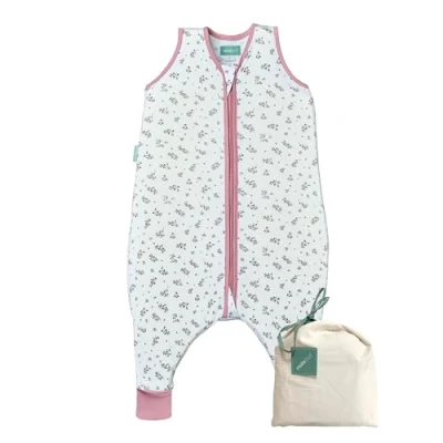 Abbildung von molis&amp;co. Baby schlafsack mit Füßen. 0.5 TOG. 60 cm (6 Monate). Ideal für den Sommer. Bloom Pink. 100% Baumwolle (OEKO TEX 100).