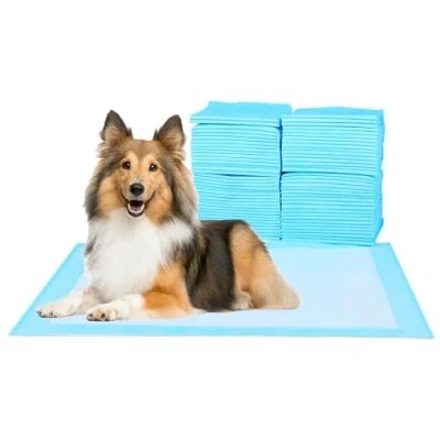 Abbildung von FluffyDream Trainingsunterlage für Hunde und Welpen, 100 Stück 60X60cm Puppy Pads, Welpenunterlagen, Auslaufsicheres 5 Lagiges Design mit Schnell Trocknender Oberfläche, Mittelgroß, Blau