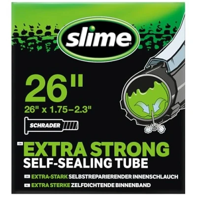 Abbildung von Slime 30059 Rad Reifenschlauch mit Dichtmittel für Einstiche, Selbstdichtend, Verhindern und Reparieren, Schrader Ventil, 47/57559 mm (26&quot; x 1,752,125&quot;), COLOR: Presta