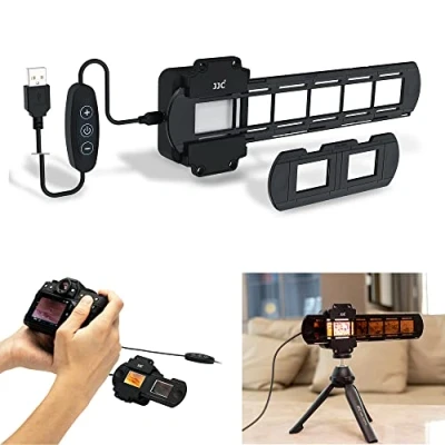 Abbildung von JJC Filmdigitalisierungsadapter mit LED Lichtset Konvertieren von 35 mm Negativfilm &amp; Dia in digitales JPEG, 10 Helligkeitsstufen USB Lampe, Diahalterung Filmstreifenhalter
