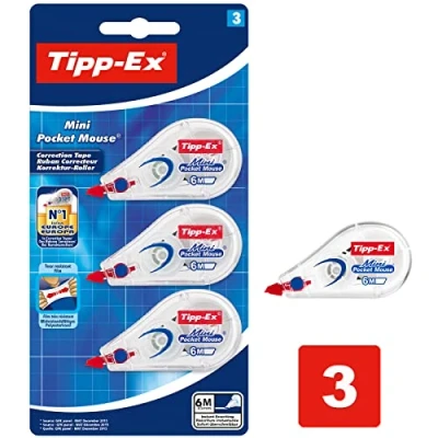 Abbildung von Tipp Ex Korrekturroller Mini Pocket Mouse, 6m x 5mm, 3er Pack, Ideal für das Büro, Home Office oder die Schule