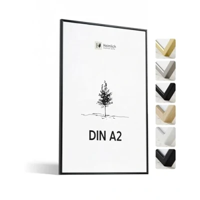 Abbildung von Heimlich® Bilderrahmen A2 42x59,4 cm, Aluminium, Schwarz, 2er Pack Mittelgroße Posterrahmen Nur zur Wandmontage