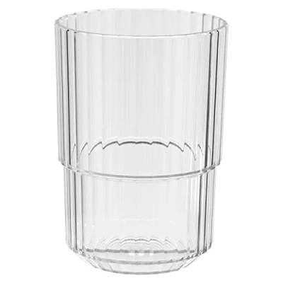 Abbildung von APS Trinkbecher LINEA Hochwertiges Tritan Kunststoff Trinkglas mit 0,4 Liter, BPA frei, stapelbar, bruchfestes Mehrweg Glas, wiederverwendbar und spülmaschinenfest, 400 ml, crystal clear