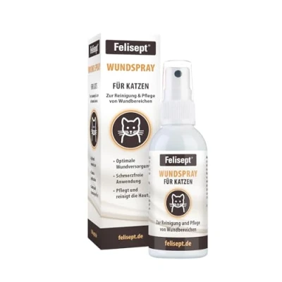 Abbildung von Felisept Wundspray für Katzen 75ml Katze zur Reinigung von Wunden, Haut und Scheimhäuten Wundpflege Einfach in der Anwendung schmerzfrei die