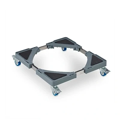 Abbildung von Relaxdays Pflanzenroller, ausziehbarer Blumenroller, BxT: 44x4470x70 cm, für Blumentopfe, innen &amp; außen, grau/Silber, Kunststoff, Edelstahl