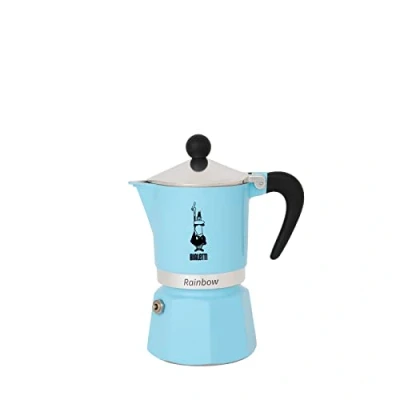 Abbildung von Bialetti 5043 Rainbow Caffettiera Colorata, Alluminio, Azzurro, 6 Tazze, Hellblau, Himmelblau
