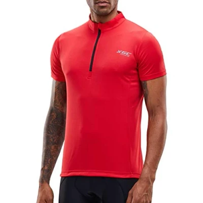 Abbildung von XGC Herren Kurzarm Radtrikot Fahrradtrikot Fahrradbekleidung für Männer mit Elastische Atmungsaktive Schnell Trocknen Stoff (Red, M)