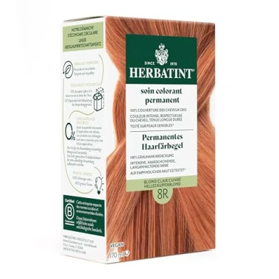 Abbildung von Herbatint Permanentes Haarfärbegel 8R Helles Kupferblond 170 ml I Ohne Ammoniak, optimale Grauhaarabdeckung Auf empfindlicher Haut getestet, mit 8 Pflanzenextrakten