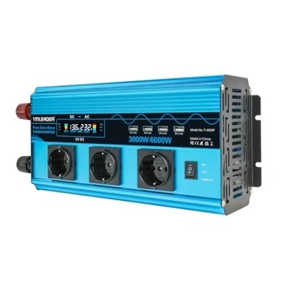 Abbildung von Wechselrichter 3000W /6000W Spannungswandler Reiner Sinus 12V 230V mit 3 Europäische Steckdose und 4 USB Anschlüsse LCD Spannungsanzeige