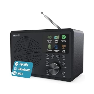 Abbildung von Internetradio WLAN DAB+ Radio mit Bluetooth DAB Plus Küchenradio Internet DSP Lautsprecher Digitalradio Frontier Oktiv App Fernsteuerung MAJORITY Touro