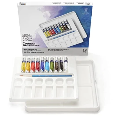 Abbildung von Winsor &amp; Newton 0390646 Cotman Aquarellfarben Set, lebendige Wasserfarben mit hoher Lichtechtheit, große Farbauswahl, Alterungsbeständig 10 Farben in 8ml Tuben