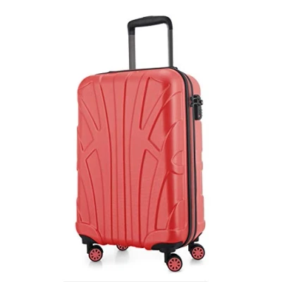 Abbildung von suitline Handgepäck Hartschalen Koffer Trolley Rollkoffer Reisekoffer, TSA, 55 cm, ca. 34 Liter, 100% ABS Matt, Korall