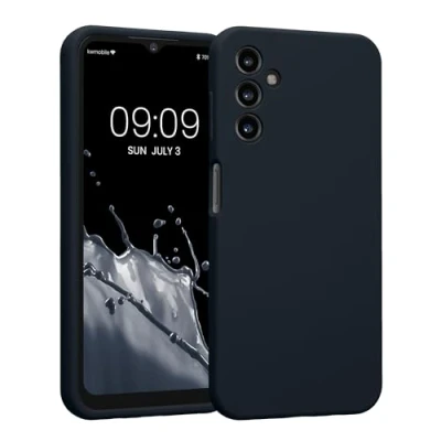 Abbildung von kwmobile Handyhülle kompatibel mit Samsung Galaxy A14 5G Hülle gummierte Handy Case aus Silikon in Heidelbeerblau