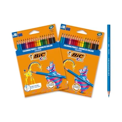 Abbildung von BIC Kids Buntstifte Evolution Ecolutions, zum Malen in 18 Farben, 2er Pack, im Karton Etui, ab 5 Jahre, Bruchsichere Mine &amp; ohne Holz