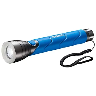 Abbildung von VARTA Taschenlampe LED inkl. 3x C Batterien, Outdoor Sports F30 Leuchte, Lampe mit zwei Leuchtmodi, Taschenleuchte gummiertem Griff, sehr robust, blau