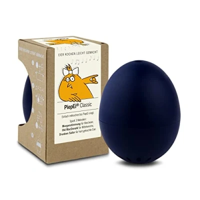 Abbildung von PiepEi Classic Dunkelblau Singende Eieruhr zum Mitkochen Eierkocher für 3 Härtegrade Piep Ei mit Melodien Lustiges Kochei Musik Eggtimer Brainstream