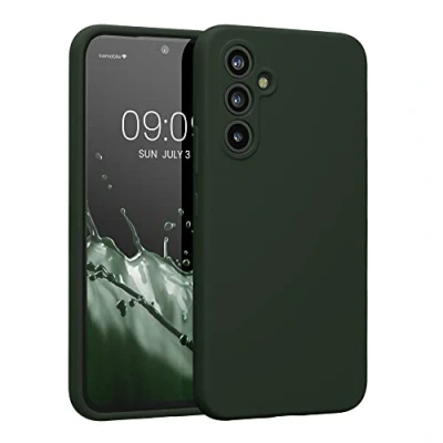 Abbildung von kwmobile Hülle kompatibel mit Samsung Galaxy A54 5G Case gummiert Silikon Handyhülle Schutzhülle Dunkelgrün matt