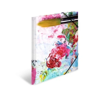 Abbildung von HERMA Sammelmappen A3 Farben Set, 3 Stück, Kinder Eckspanner Mappen aus Pappe mit Kunst Motiv, Gummizug, Innenklappen und Innendruck für Jungen Mädchen