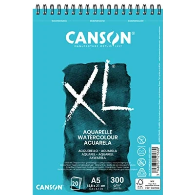 Abbildung von Canson XL Aquarelle C400082843: DIN A5 Aquarell Malblock in weiß Zeichenblock für 300g Hochwertiges Watercolor Paper mit Spiralbindung