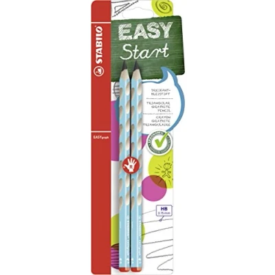 Abbildung von Ergonomischer Dreikant Bleistift für Rechtshänder STABILO EASYgraph in blau 2er Pack Härtegrad HB