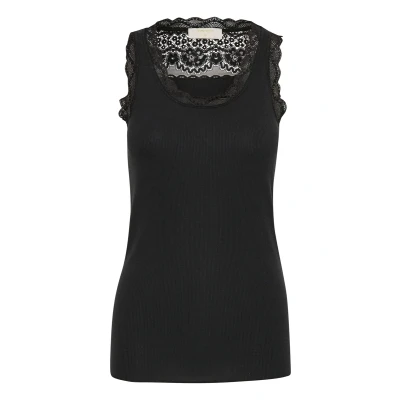 Abbildung von Cream Vanessa Top Damen Tanktop Ärmellose Blusentop Spitzen Rundhals Casual Shirt Lace Bluse Pitch Black L