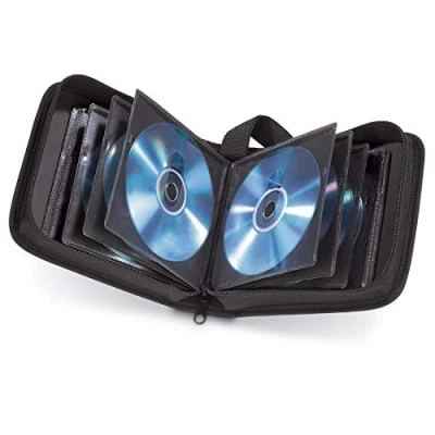 Abbildung von Hama CD Tasche für 32 Discs/CD/DVD/Blu ray (Mappe zur Aufbewahrung, platzsparend Auto und Zuhause, Transport Hüllen) Schwarz