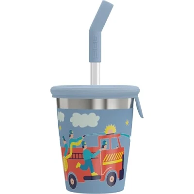 Abbildung von SIGG Kinder Trinkbecher mit Deckel und Strohhalm Silikondeckel &amp; Tritan Schwappsicher BPA frei Leicht Robust Feuerwehr 0,35L