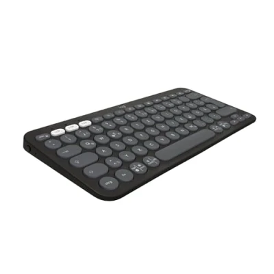 Abbildung von Logitech Pebble Keys 2 K380s, kabellose Multi Device Bluetooth Tastatur mit anpassbaren Sondertasten, schlank, mobil, Easy Switch Windows, macOS, iPadOS, Android, ChromeOS, Deutsches QWERTZ,Graphit