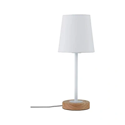 Abbildung von Paulmann 79636 Neordic Tischleuchte Stellan max. 1x20W Tischlampe für E27 Lampen Nachttischlampe Weiß/Holz 230V Stoff/Metall/Holz ohne Leuchtmittel