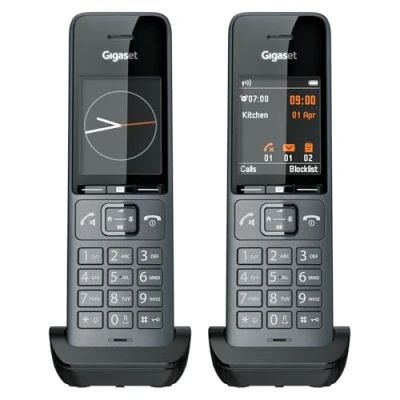 Abbildung von Gigaset Comfort 520HX Duo 2 DECT Mobilteile mit Ladeschale Fritzbox kompatiel, Schnurloses Telefon für Router &amp; Basis, titan schwarz [Kompatibel in DE, IT, FR, NL, BE, CHE, AUT] [Ohne Basis]